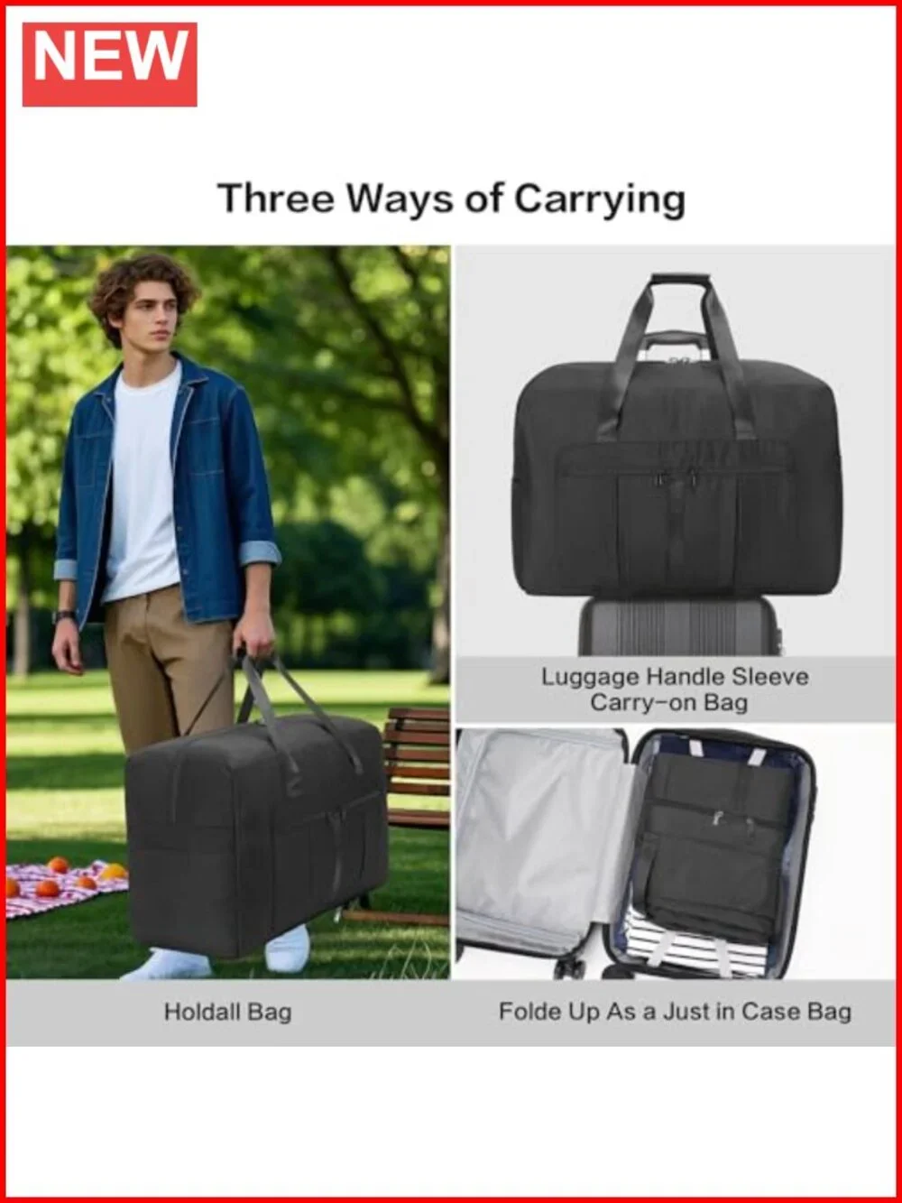 Large Foldable Travel Duffel Bag, 110L Collapsible Storage
